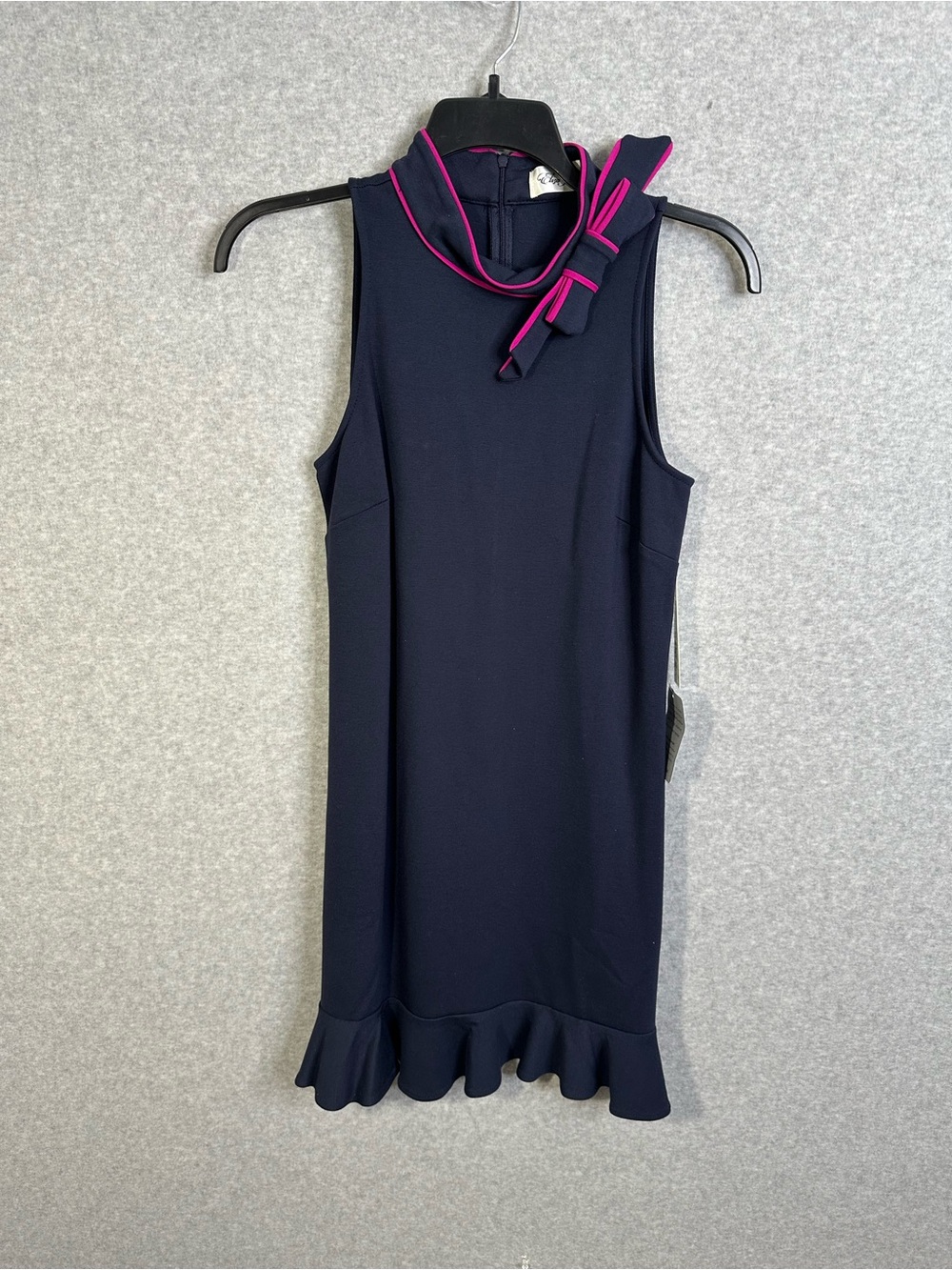 Eliza J Womens Mini Shift Dress Size 8 Navy Blue Pink Ponte Knit